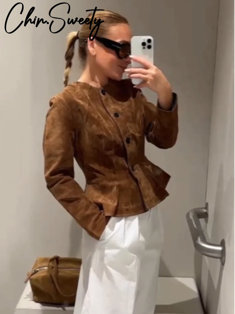 معاطف نسائية عصرية غير رسمية بأربطة وأكمام طويلة ورقبة دائرية سترات نسائية متينة واحدة الصدر لخريف 2025 ملابس خارجية نسائية جديدة للشارع