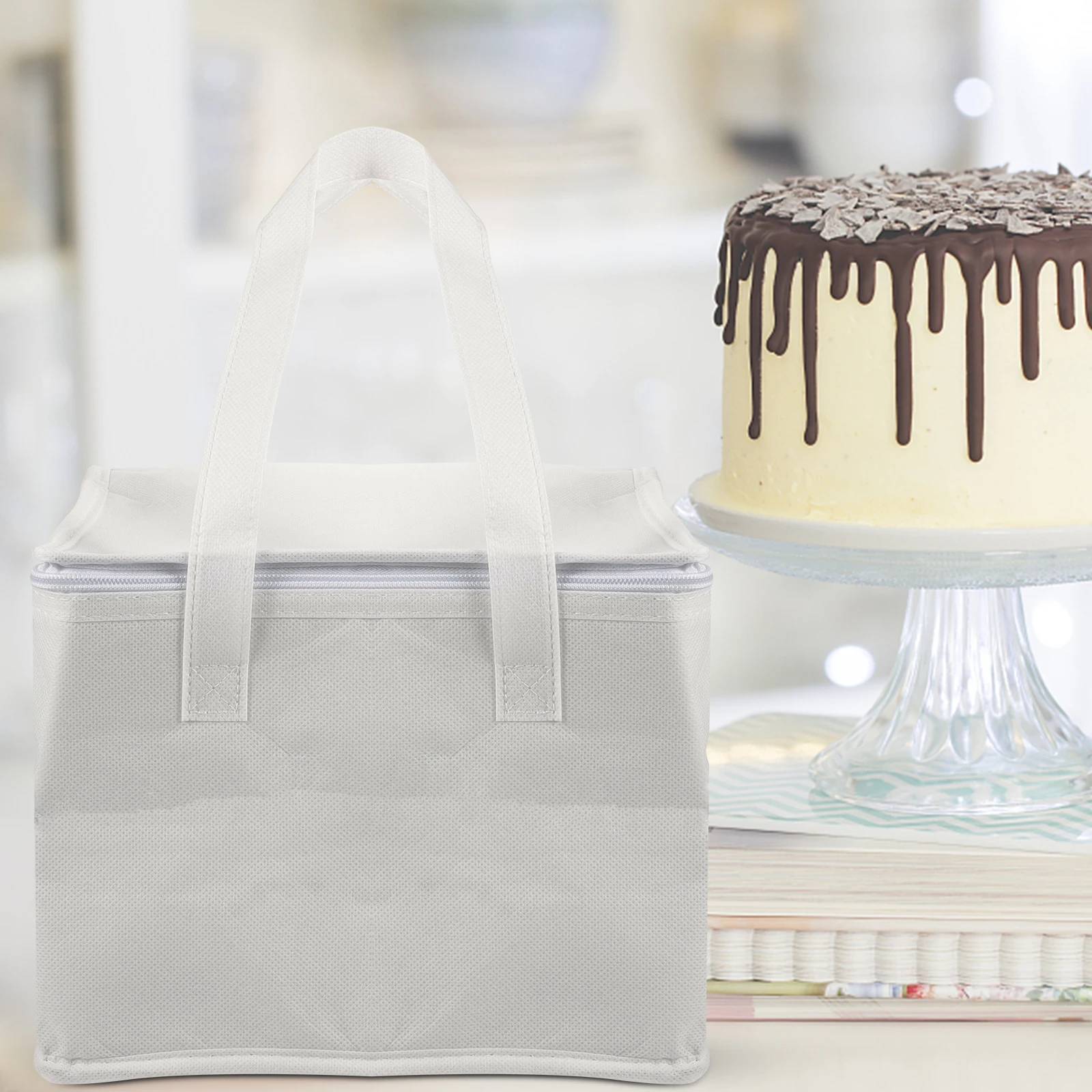 

2pcs Insulated Bags 6 Inch Single Layer Waterproof White Gold Cooler Bag Lunch Picnic Reusable Food Storage Container