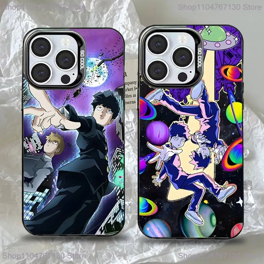 

M-Mob Psycho 100 Anime Phone Case For iPhone 16,15,14,13,12,11,Pro,Max,Plus,Mini,XS,SE Anti Fall Black Matte Hard Bumper