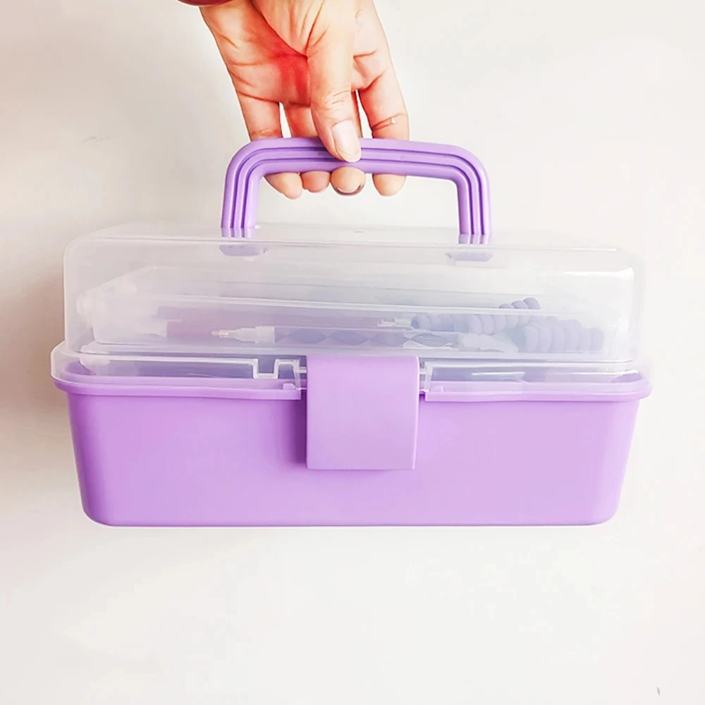 Diamond Art Accessories Painting Pen Kit DIY Plastic Suitcase Three-tier folding storage box Bead organizer storage container