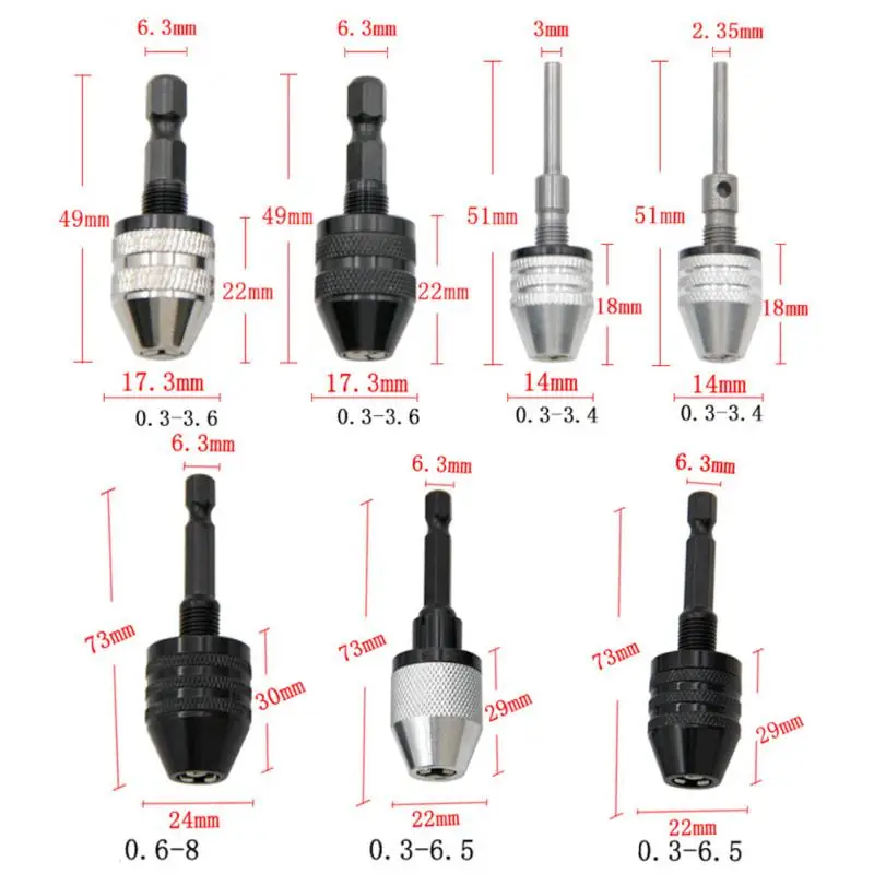 Drill Chuck Keyless Screwdriver Impact Driver Adaptor Electric Micro Motor Clamp Mini Chuck Fixture Hex Shank Drill Bits Adapter