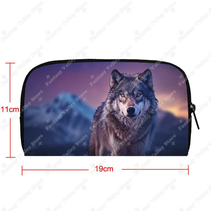 Fantasy Animal Wolf Wallets Magic Colorful Mysterious Wolf Purse Coin Bags Neon Galaxy Long Wallet Earphone Holder Storage Bag