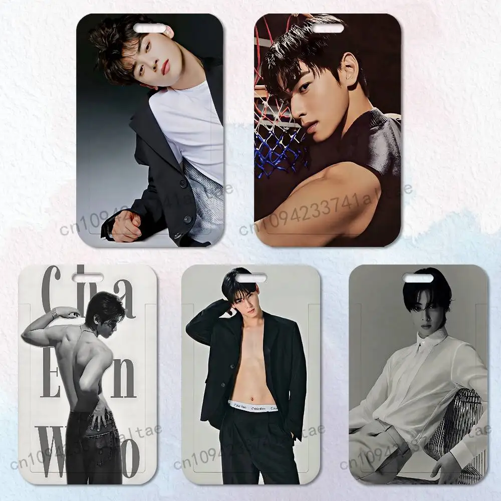 

Singer Cha E-EunWoo Badge Holder Pass Bus Work Card Cover Chest Pocket Students Card Holder Small Gift