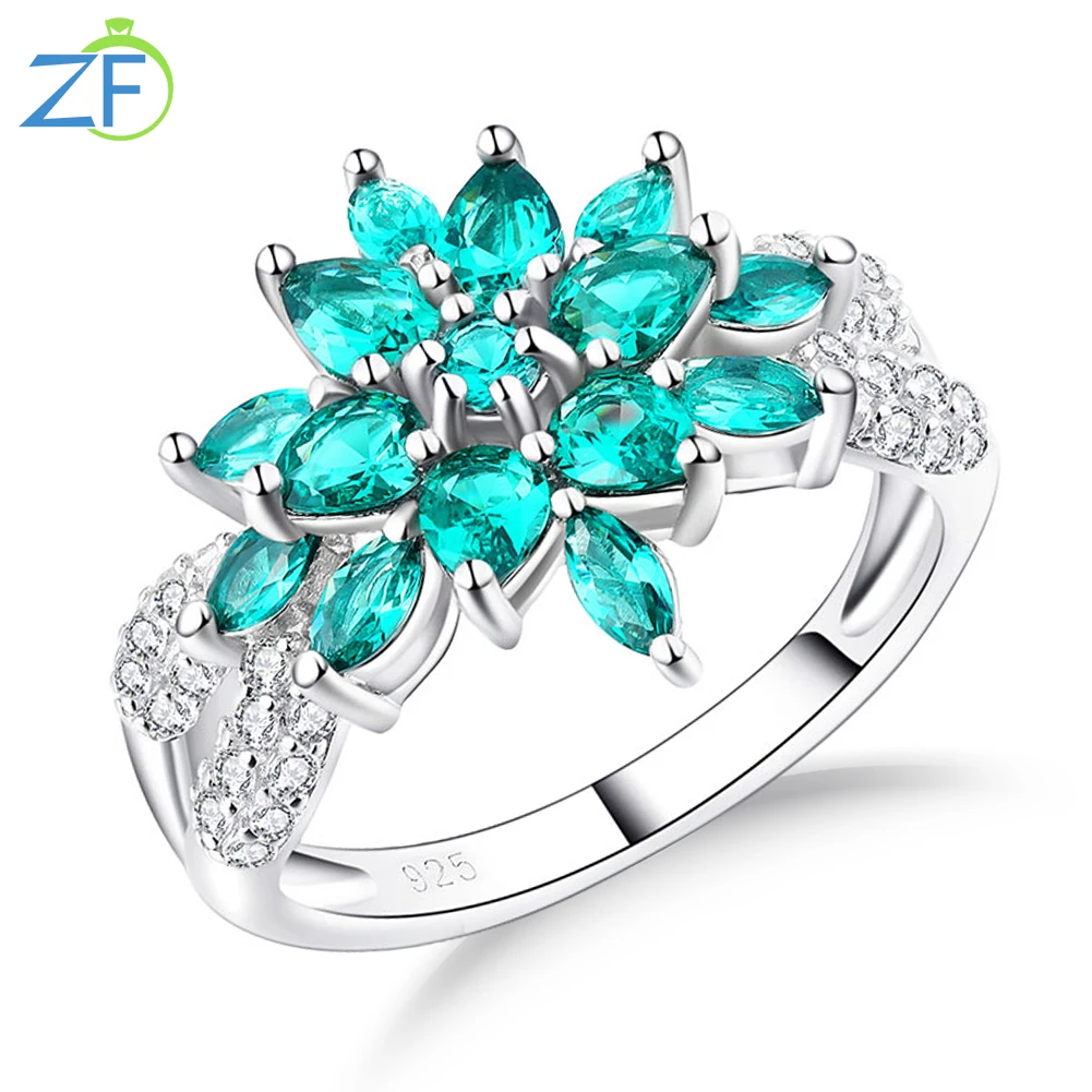 

GZ ZONGFA Fashion Green Gemstone Handmade 925 Sterling Silver Jewelry for Women Couples Wedding Ring Party Birthday Gifts