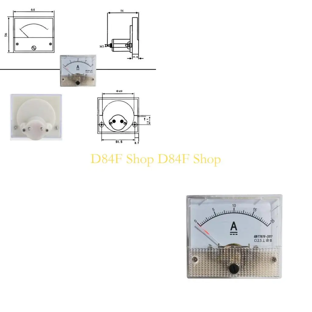 D84F 85C1 High Accuracy Ammeter dc-Analog Current Meter Panel Mechanical Pointer Type Instrument Tool Measuring 1A-500A