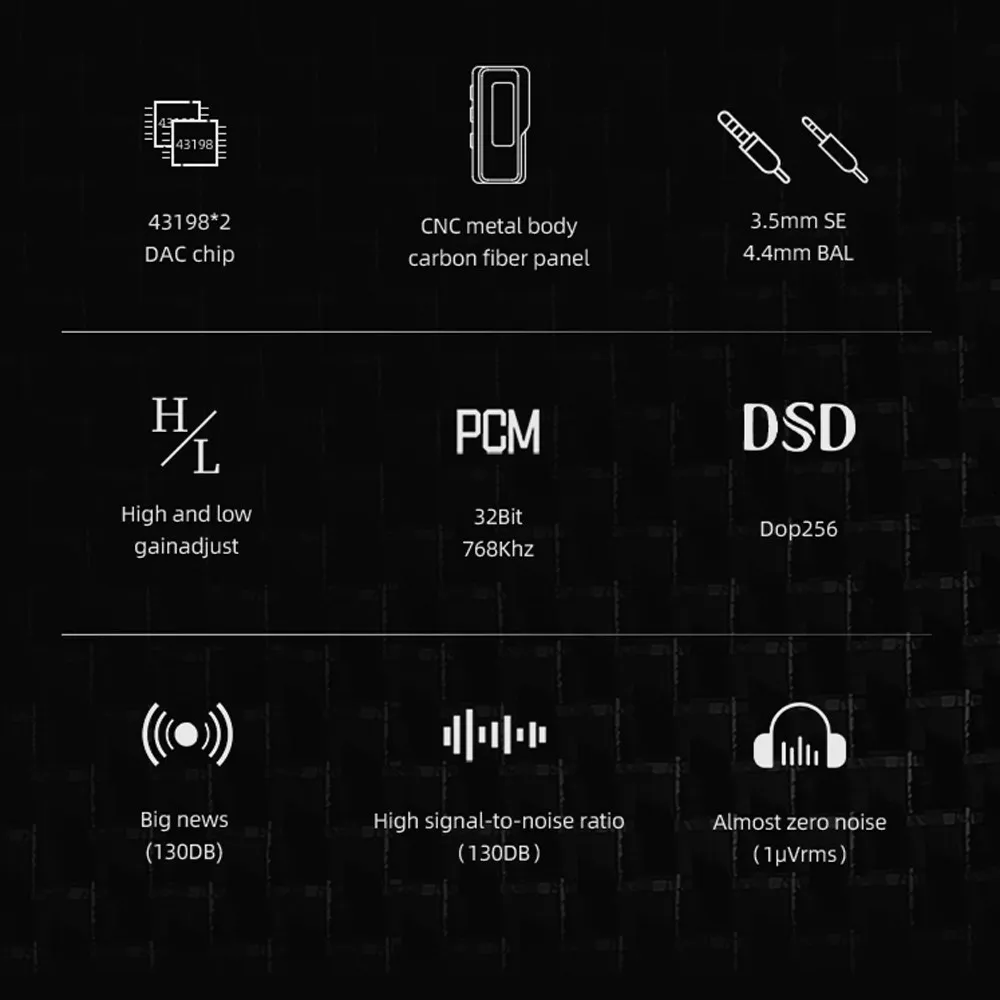 EPZ TP50 Audio portatile ad alte prestazioni DAC 43198*2 Amp RT6863 * 2 guadagno alto-basso 32Bit/768Khz DSD256 uscita 3.5MM/4.4MM: