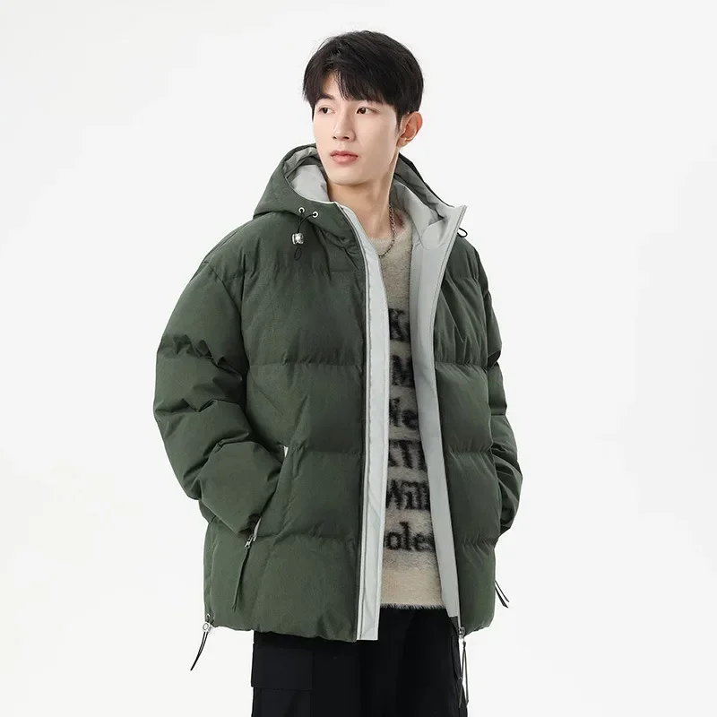 

Thickened Windproof Fashion Men Winter Warm Hooded Parkas Outdoor Men Solid Comfortable Warm Jacket Male Streetwear Cotton Coats