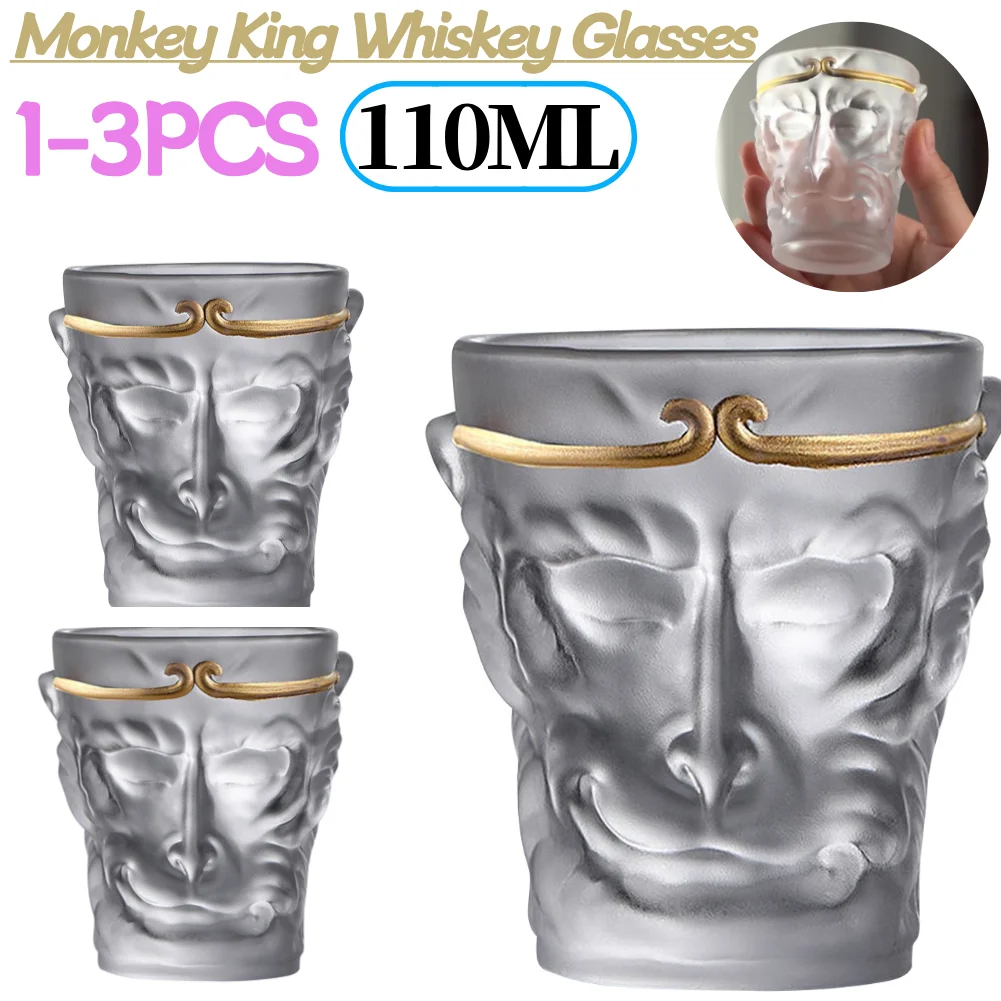 110ml Sun Wukong Shaped Mug Chinese Style Monkey King Whiskey Glass Cup Sun Wukong Crystal Glass Cup for Coffee Milk Juice Wine