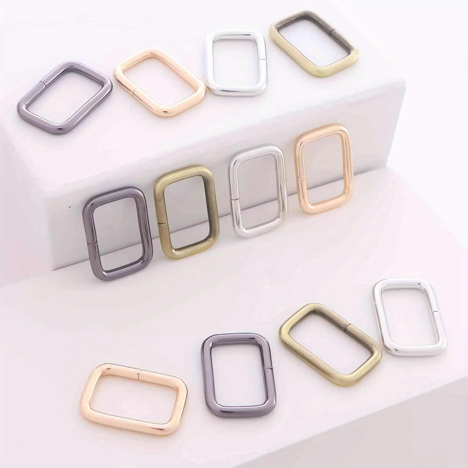 5pcs Metal Rectangle Ring Buckles Square Strap Webbing Belt Rings for Bag Purse DIY Strap