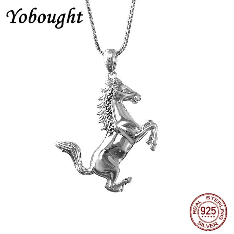 

S925 Silver 3D Stereoscopic Galloping Horse Pendant for Men And Women Retro Original Design Punk Jewelry New Year Gift