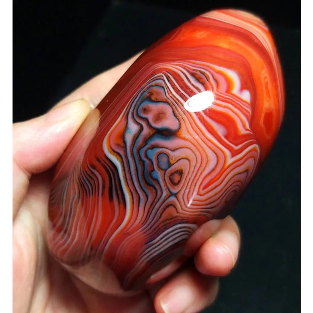 Large Color Gradient Banded Agate Palm Stone, Tumbled Polished, Rainbow Color, Jewelry Making, Natural Stone, Crystal Collection