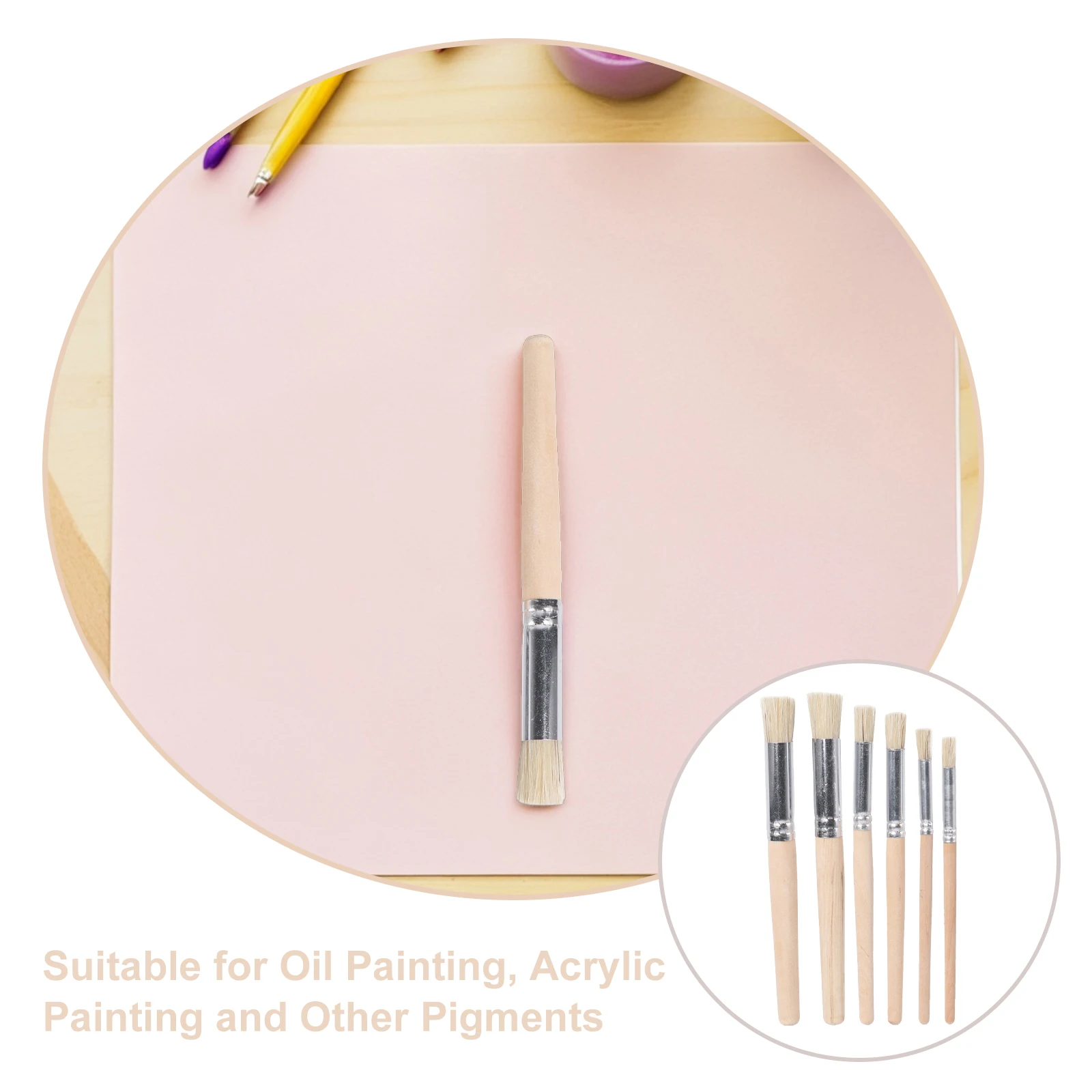 12本チョークブラシミニペイントブラシマルチサイズ木製ステンシルアーティスト用品詳細