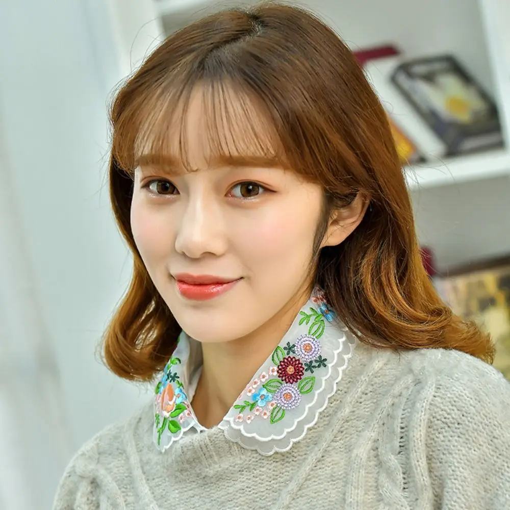 

Модный съемный искусственный воротник рубашки с лацканами, цветная вышитая женская блузка с воротником, накладной воротник, рубашка на пуговицах, одежда