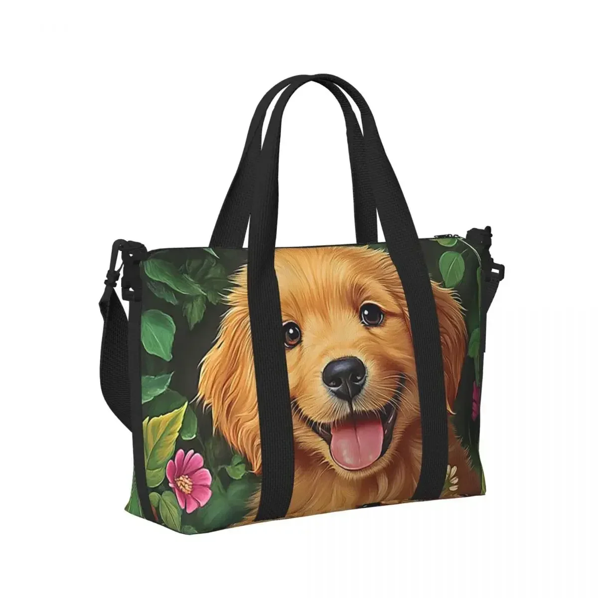 

Golden Retriever Beach Travel Bag Large Capacity Tote Bags for Gym Yoga Women Shopping Duffle Shoulder Bag
