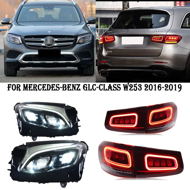 

Стайлинг автомобиля, фара с задними фарами для Benz CLG300 GLC260 2016-2019, светодиодная фара W253 X253 C253, светодиодная фара DRL в сборе