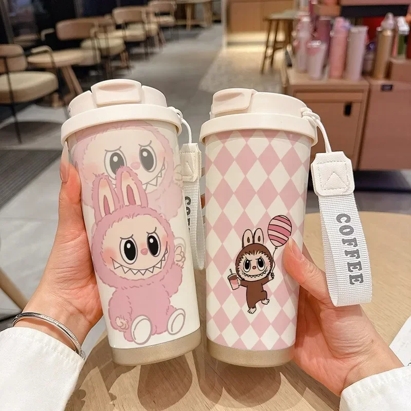 

Stainless Steel Thermos Cup Large Capacity Water Cup Portable Straw Cup Cute Cartoon Design Ideal Gift for Family Friends