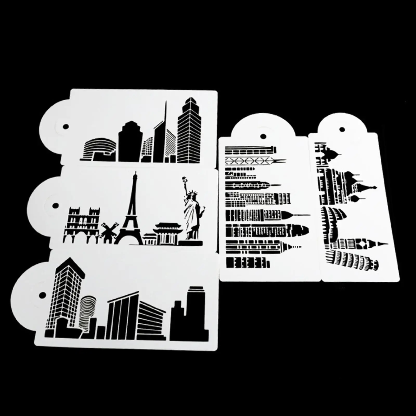 5PCS/Set Buildings Cake Stencils Spray Cake Decorating Tools