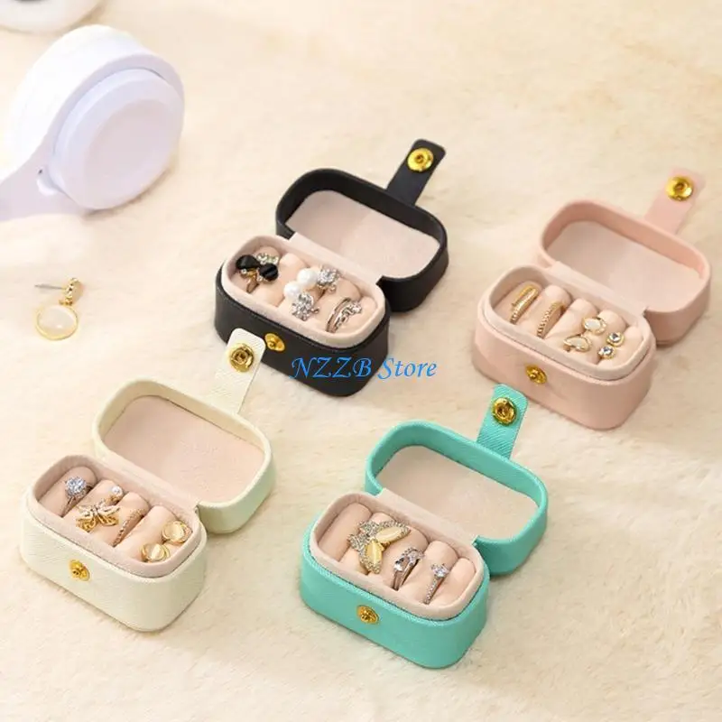 T21F Маленькая шкатулка для колец для ювелирных изделий, мини-футляр для ювелирных изделий, портативный футляр для хранения 4