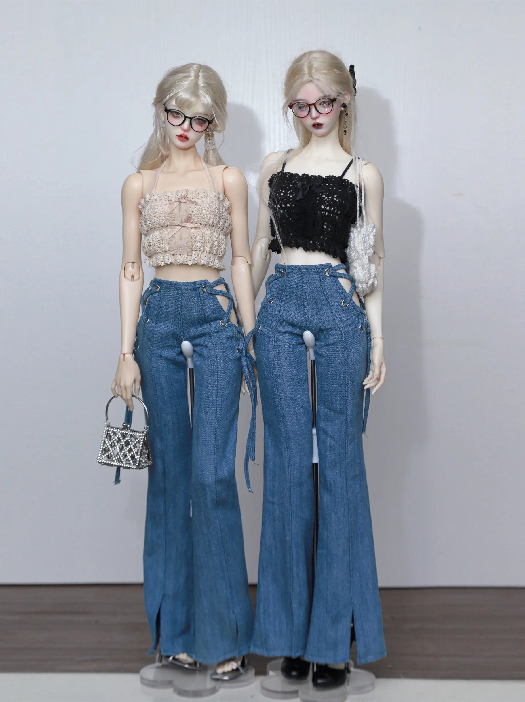1pc Female High Waist Stretch Slim Denim Pants Clothes Model for 1/3 Body Action Figures DIY