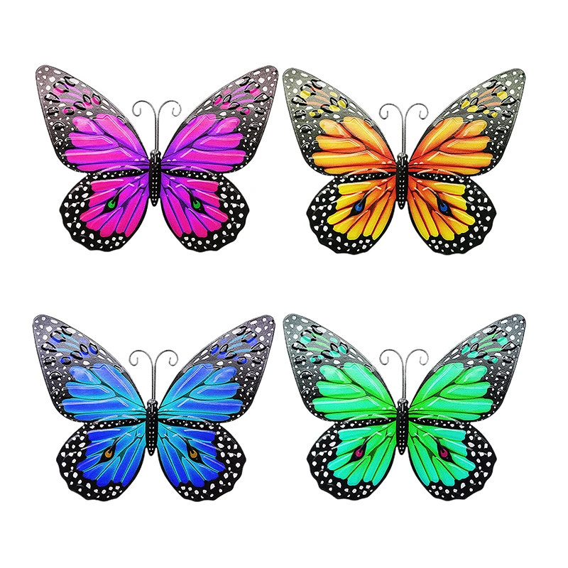 Vintage 3D Metal Butterfly Wall Art Hanging Decor Wrought Iron Wall Hanging Sculpture Garden Home Party Decoration