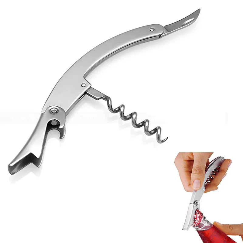 1Pc Stainless Wine Screw Corkscrew Opener Professional Waiter's Wine Bottle Beer Cap Opener Kitchen Drinking Bar Tools