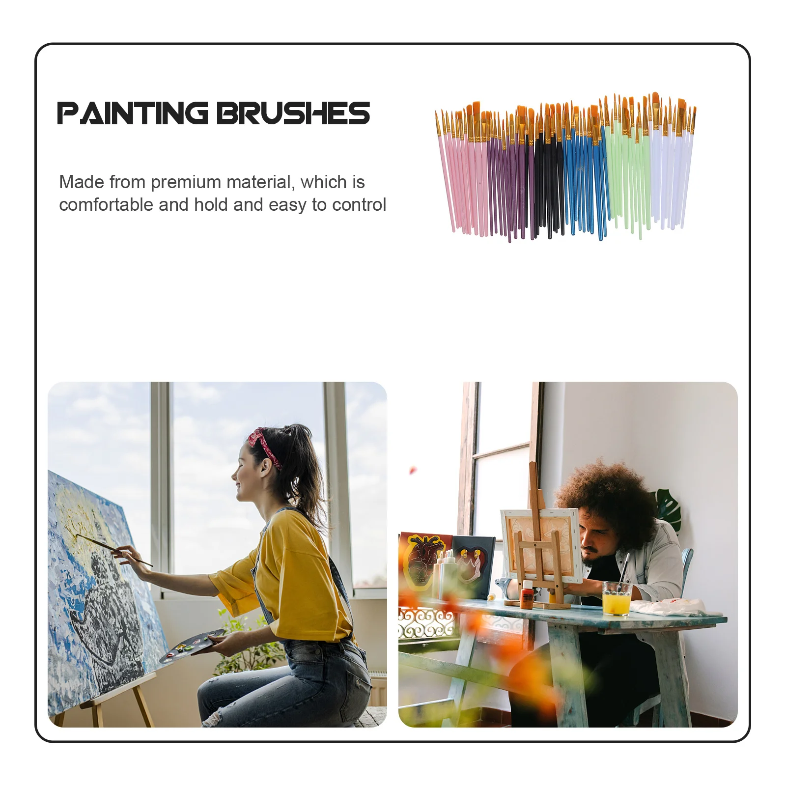

60 Pcs Drawing Brush Set Paint Oil Brushes for Watercolor Painting Art Paintbrush