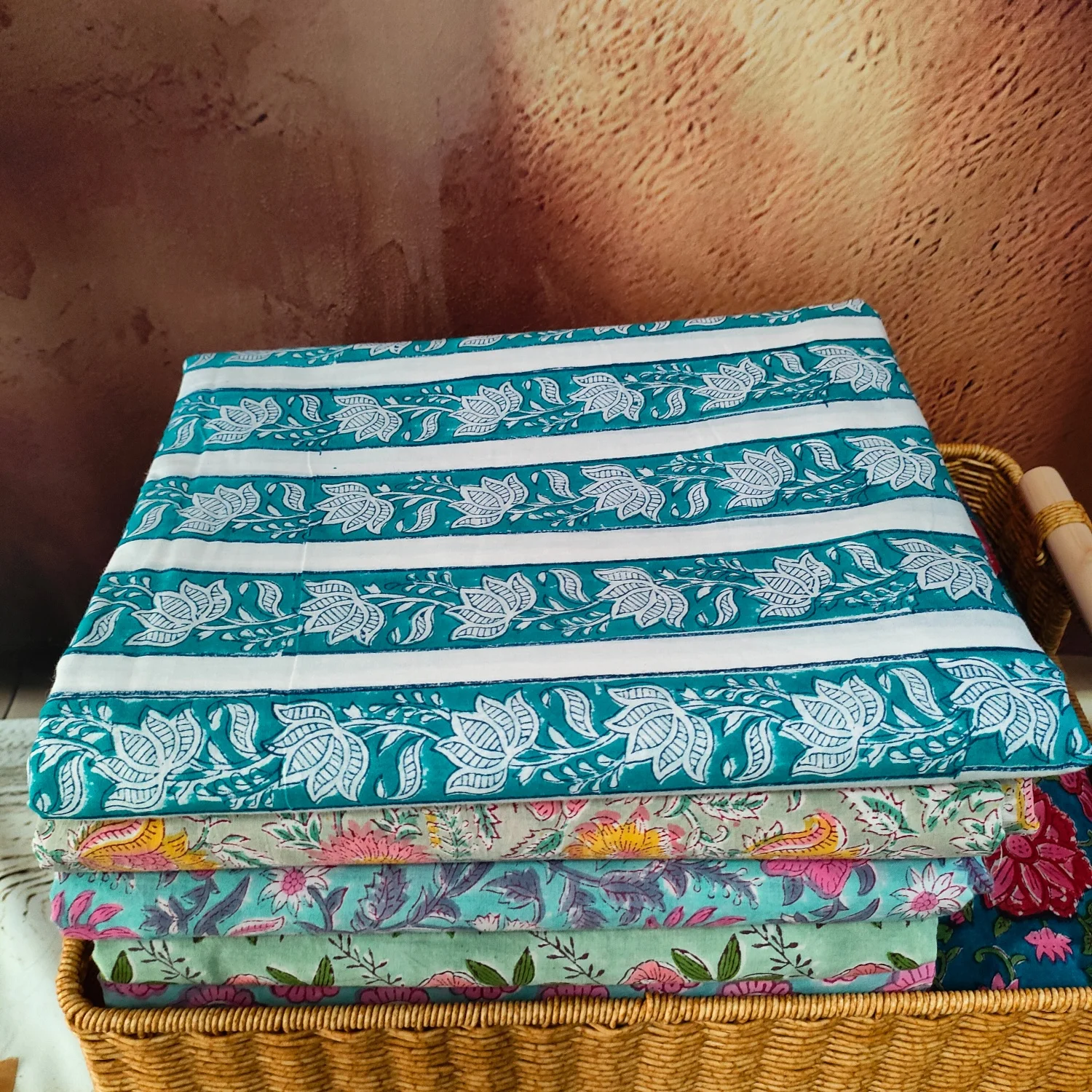 Indian Block Print Fabrics Fabric Hand-block Soft Cotton Art Craft Project Home Furnishing Decor Dress Making