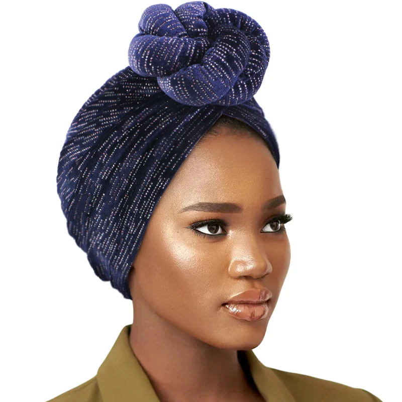 Nieuwe Vrouwen Fluwelen Strass Grote Bloem Stretch Tulband Hoed Headwrap Motorkap Hoed Top Knoop Hoofd Wraps Moslim Hijab Hoed Hoofdbedekking