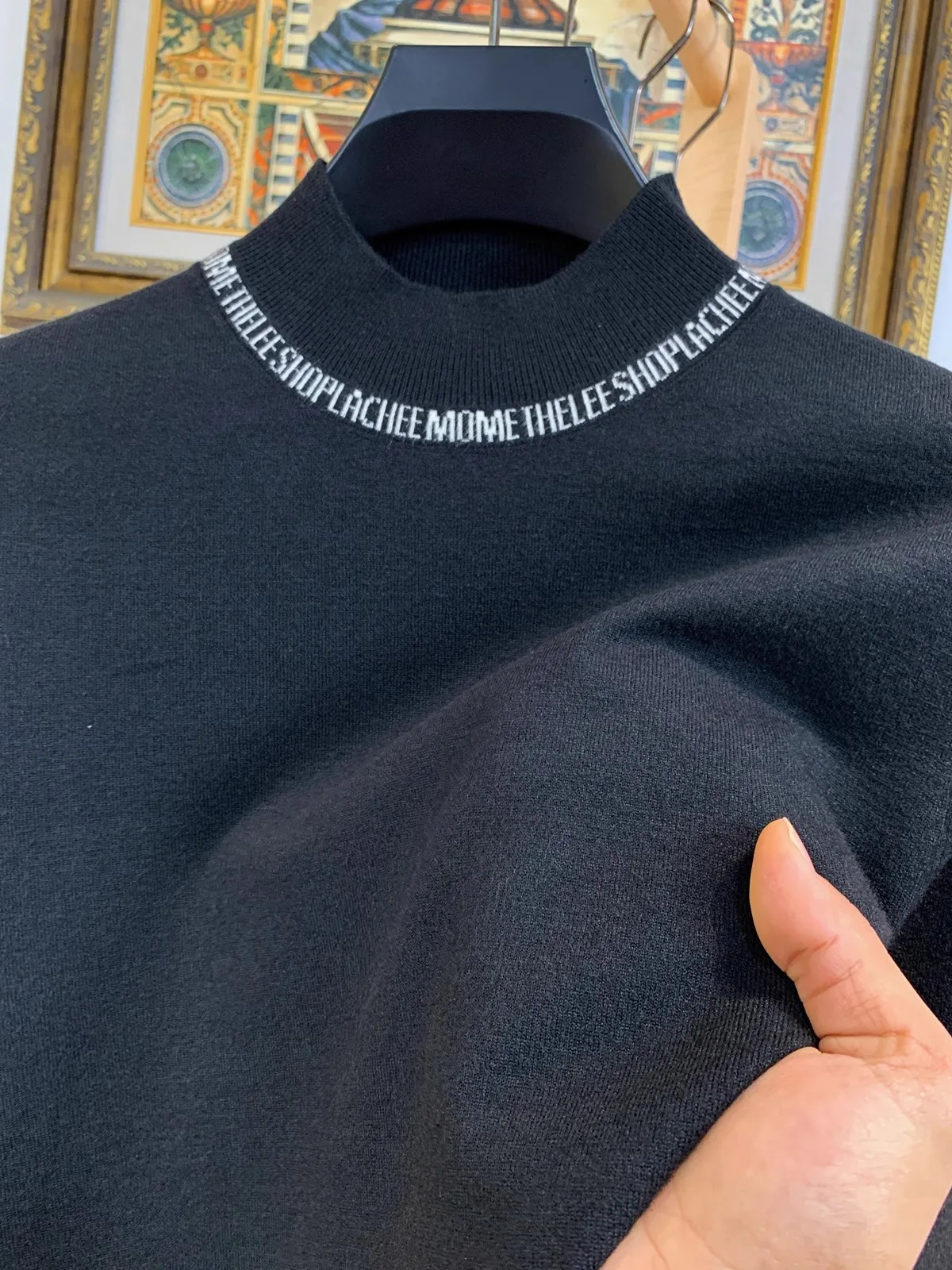 

Высококачественный мужской вязаный свитер из экстразионной шерсти с высоким воротником, повседневная модная простая трикотажная основа на осень с...