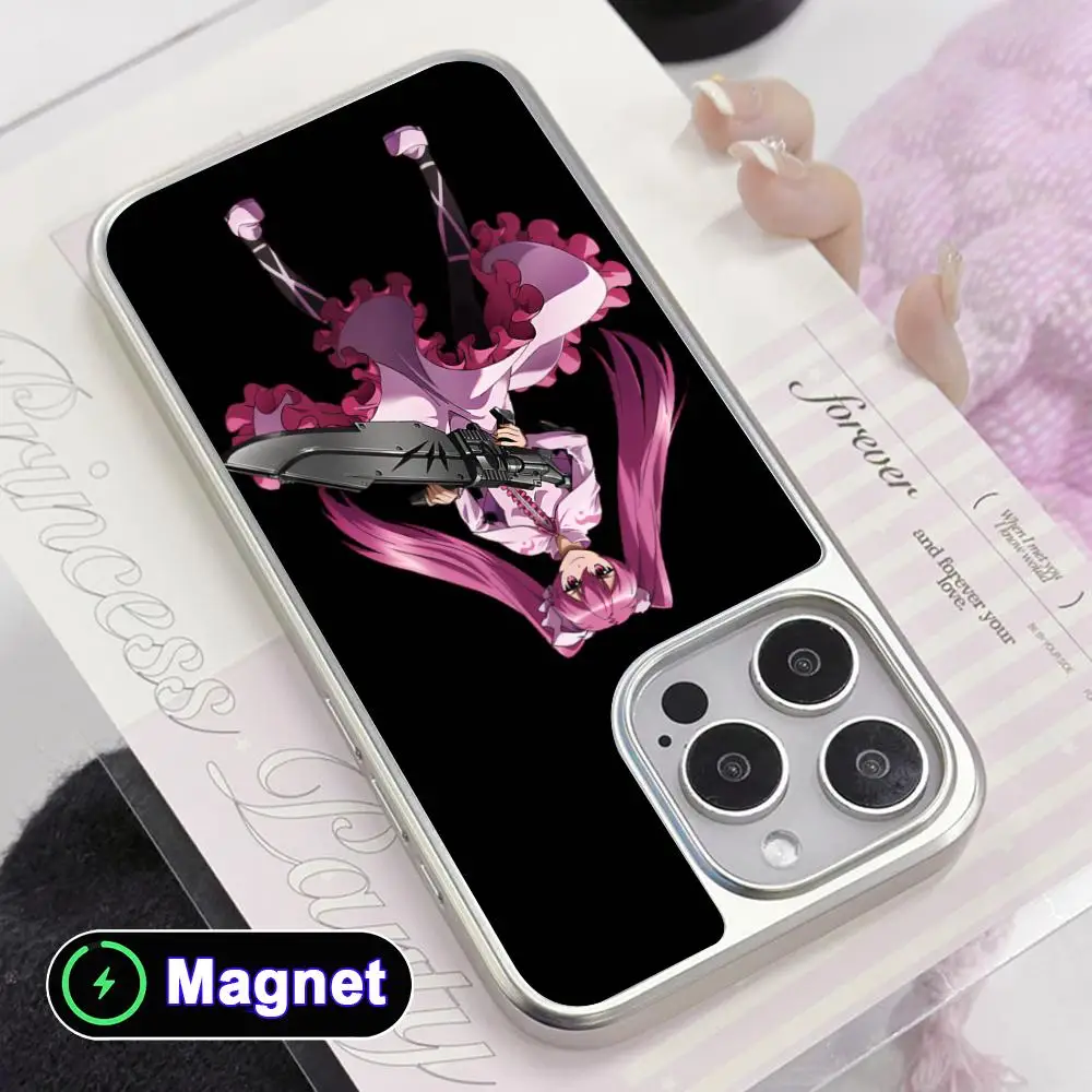 

Akame Ga Kill Mine Phone Case for iPhone 17 16 15 14 13 12 11 Air Pro Max Plus Electroplated Silver Magsafe Cover