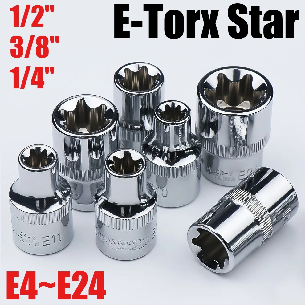 1/4" 3/8" 1/2" Drive E-Torx Star Socket Set External Star So