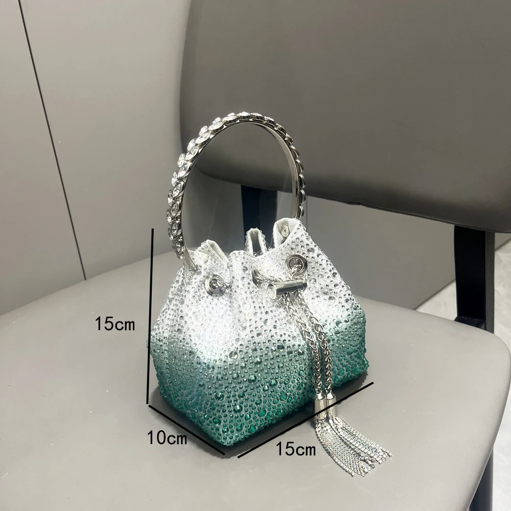 handmade Rhinestones Evening clutch Bag Purses and handbag luxury Designer shoulder bag Shiny Crystal Clutch purse bucket bag