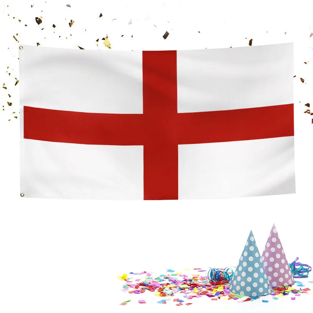 

90x150cm 3x5 Ft St George Cross Flag Polyester Red Cross UK England Flag Vivid Color English National Flags Party Bar Decoration