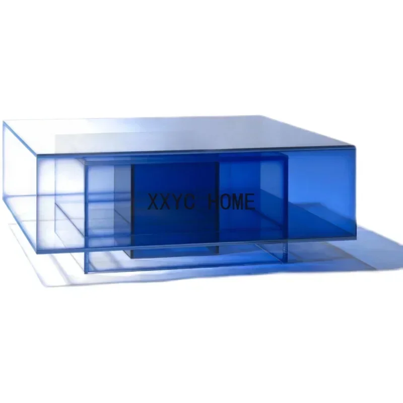 Gradient Square Acrylic Tea Table Living Room Sofa Transparent Side Table Bedside Table