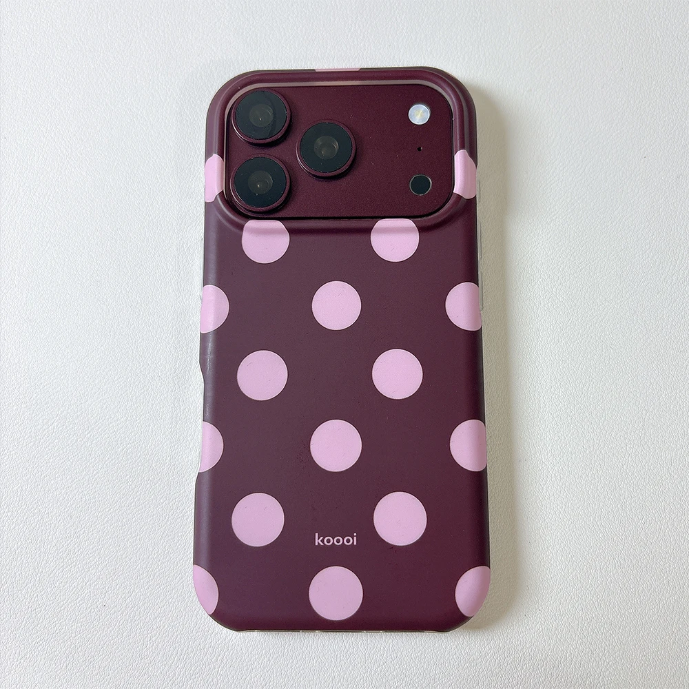 Beliebte Retro-Handyhülle mit großen Polka Dots in Burgunderrot für iPhone 18 Pro Max 17 16 15, stoßfeste Schutzhülle aus IMD TPU – Detail 14
