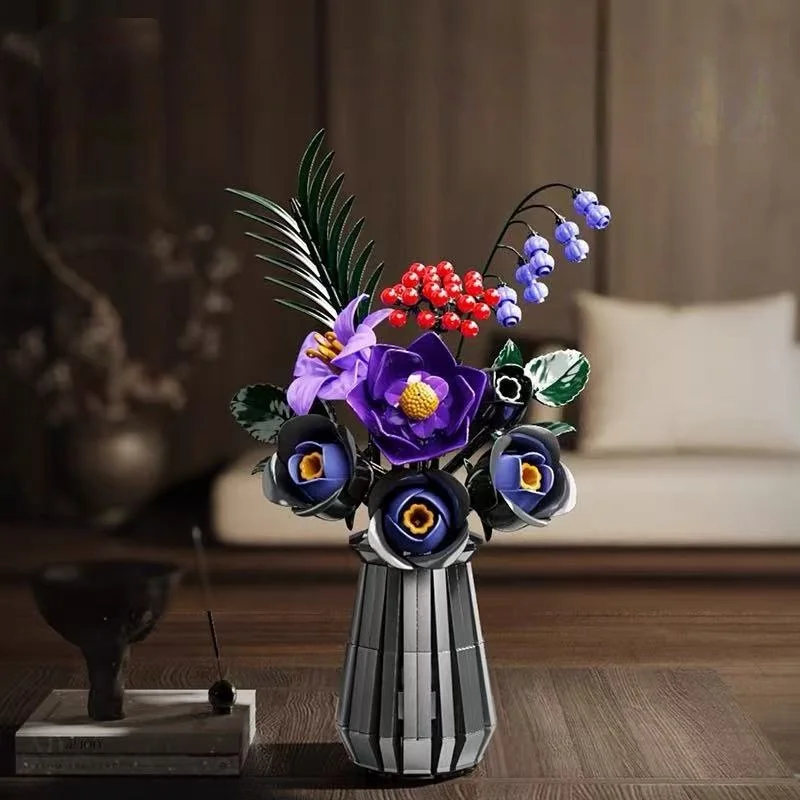 

Набор строительных блоков в готическом стиле с розами, серия «Вечные цветы», инновационный набор строительных блоков для взрослых, украшение для рабочего стола, подарки на Хэллоуин, Рождество, день рождения и День святого Валентина