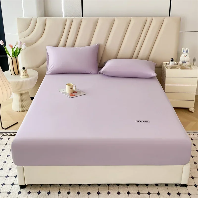 

New Bedding Is Skin-friendly and Comfortable 40 Cotton Embroidered Bed Covers Solid Color Elastic Mattress Cover 180x200 200x220