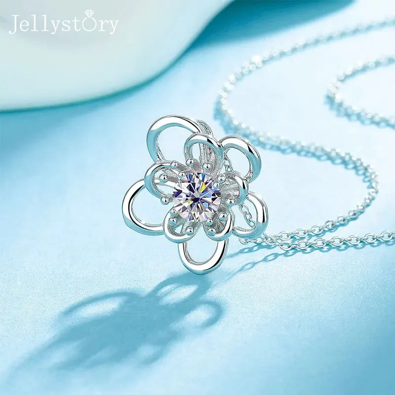 

Ожерелье из муассанита «Четырехлистный клевер» из серебра 925 пробы, 1 карат, цепочка на ключицу, подарок на День святого Валентина