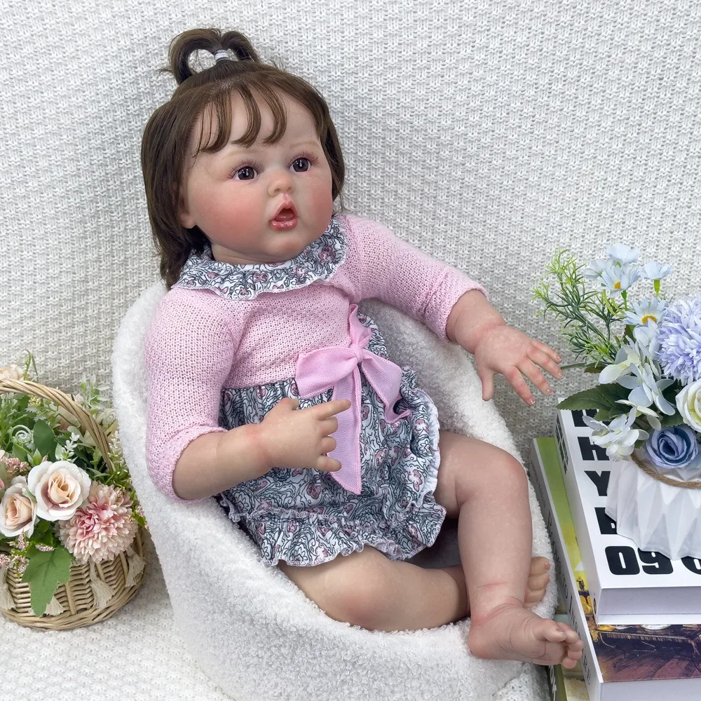 Novo 60cm pintado simulado bebê reborn boneca completa de plástico macio grande simulado menina brinquedo W-3039