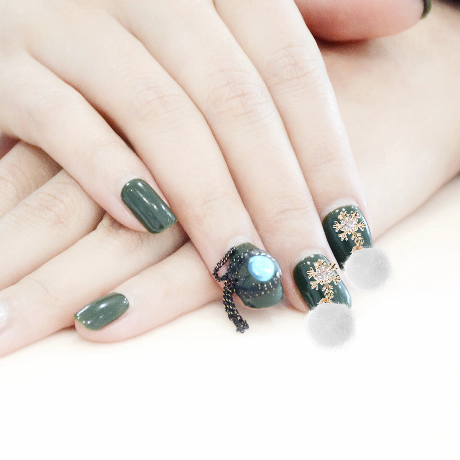 

4pcs Zircon Jewelry Nail Art Diy Decorative Flurry Balls Manicure Ornaments Adorable Nail Accessories Creative Hairball Supplies