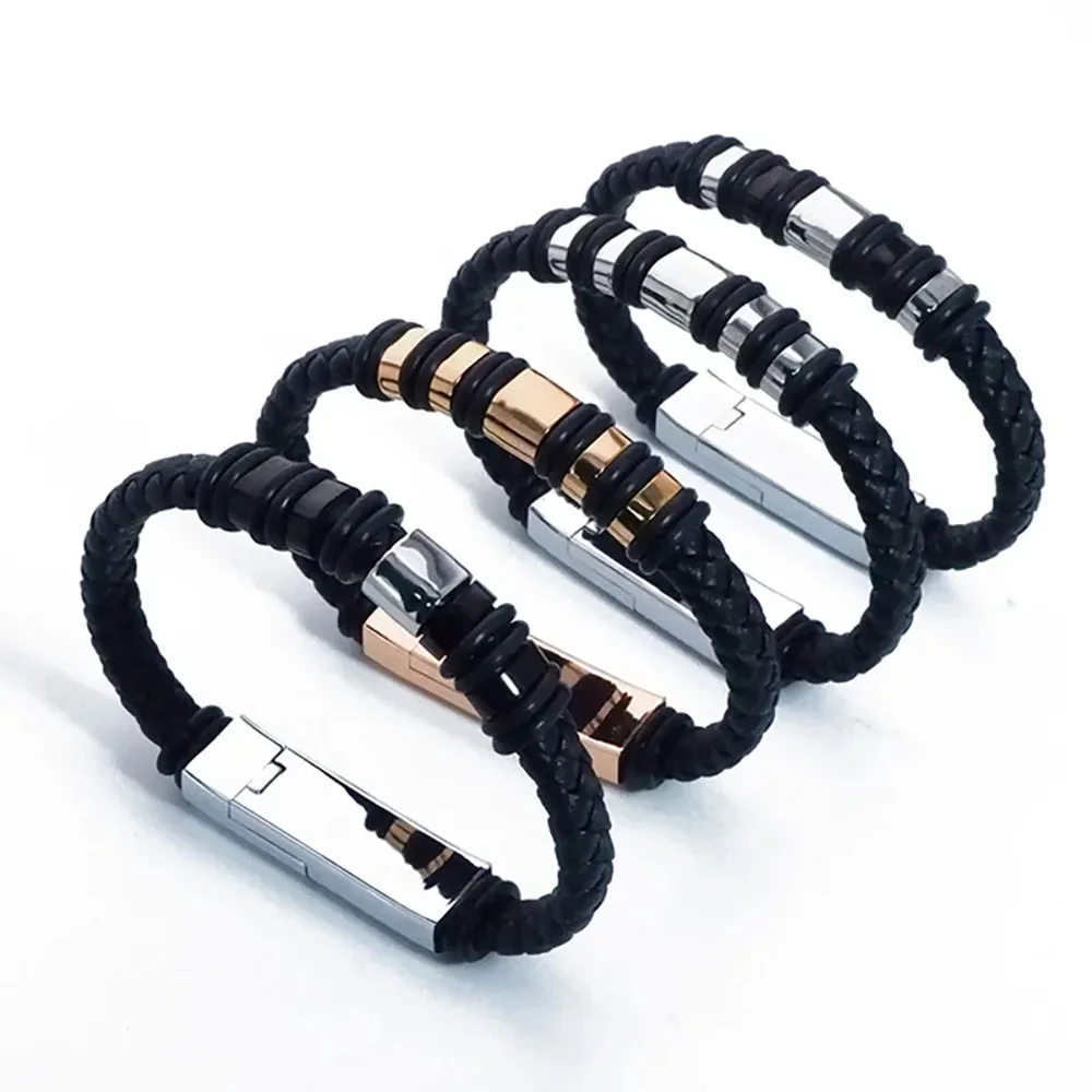 Eonlinne 3D Portable Leather Bracelet Charger Cable Type-c Usb Bracelet Charger Data Charging Cable Bracelet for iphone 15 plus