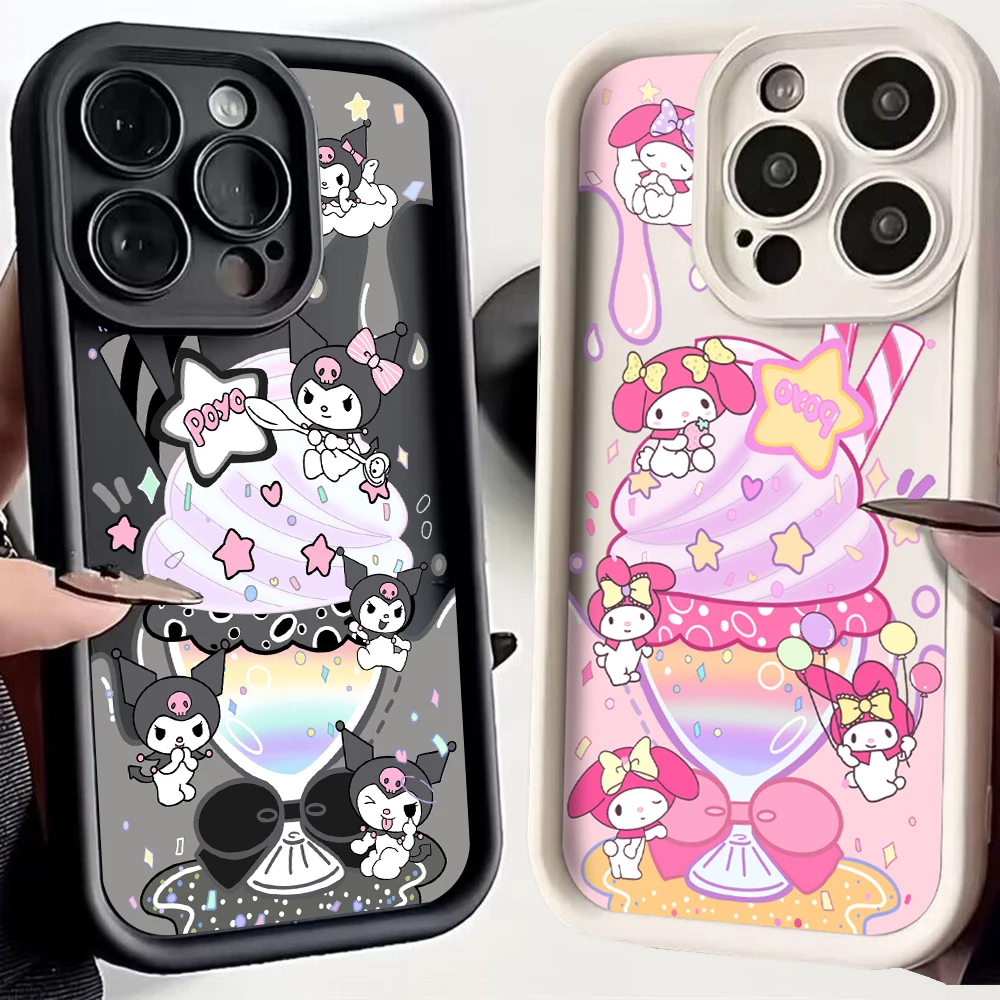 Sanrio Kuromi Melody Cinnamoroll Phone Case for OPPO Realme C11 C12 C15 C20 C21Y C31 C33 C35 C53 C55 4G 5G Cover With Hand Strap