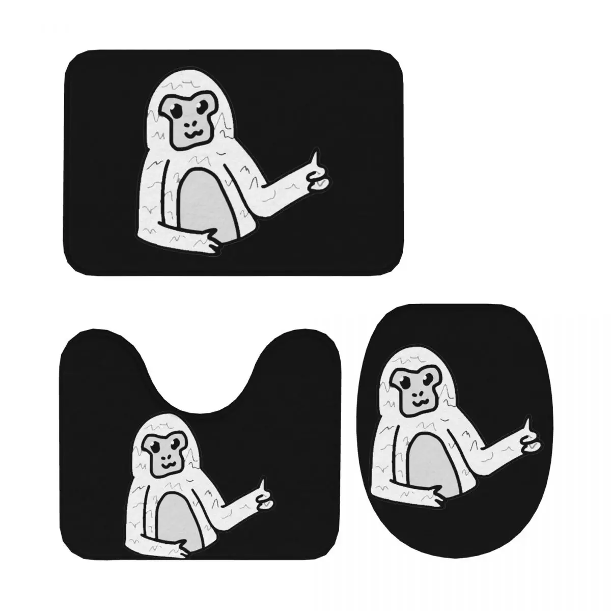 

Gorilla Tag Pfp Maker 3 Piece Bath Mat Bathroom Set Toilet Lid Cover Home Decor Non-Slip Carpet Floor Rug