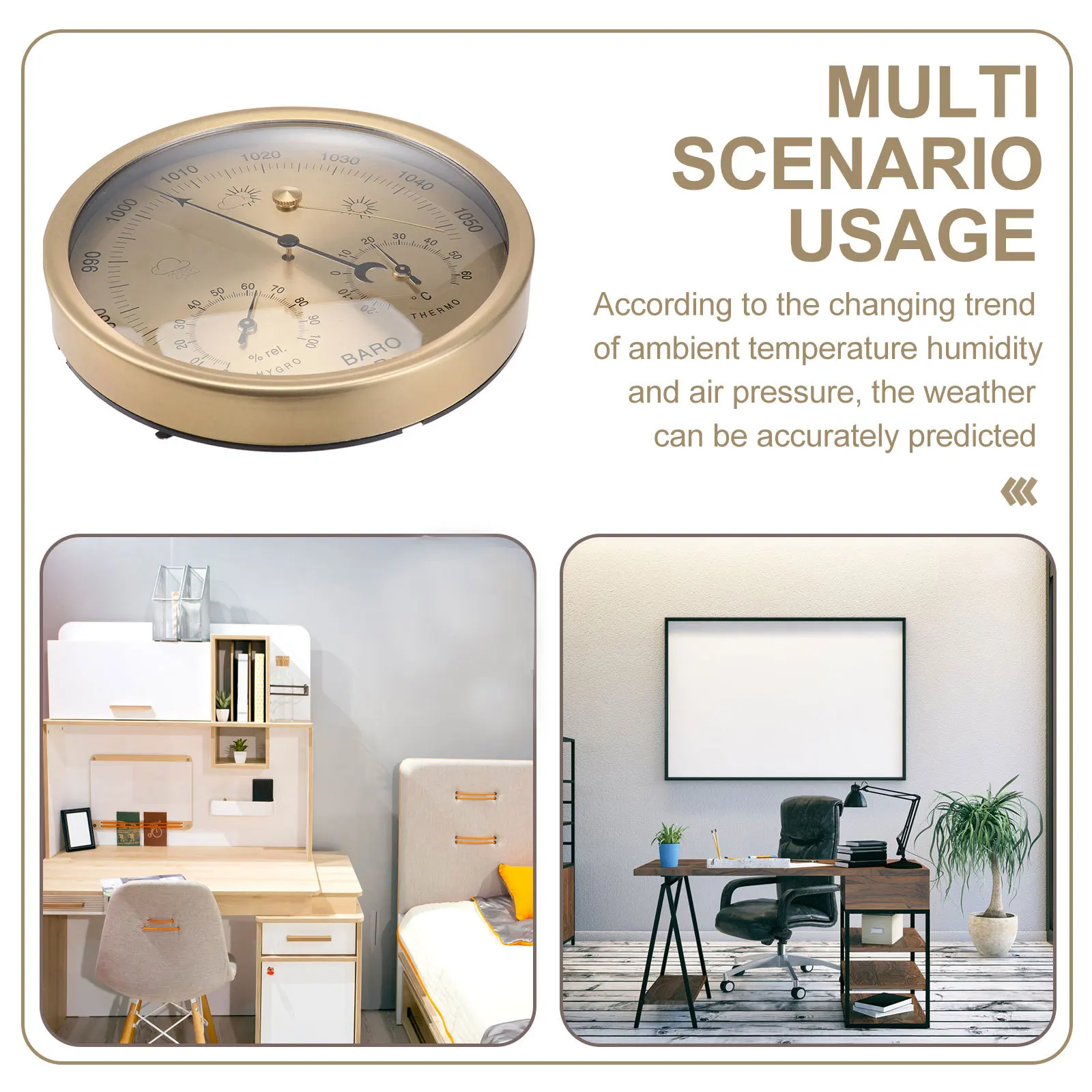 Termometer 3 in 1, Higrometer, Barometer, Stasiun Cuaca Dalam Ruangan, Alat Prakiraan Cuaca, Pengukur Kelembaban, Instrumen Tekanan Barometrik, Perlengkapan Rumah Tangga