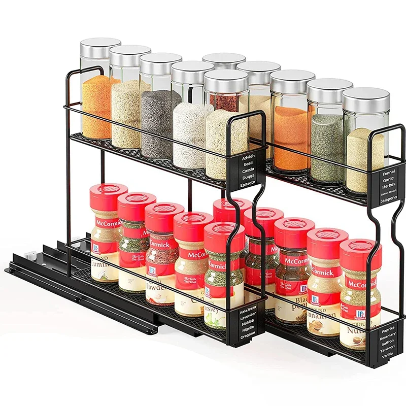 Multifunctional Kitchen Condiment Bottle Jar Storage Rack Multi-layer Spice Spice Box Push-pull Shelf Kitchen Accessories