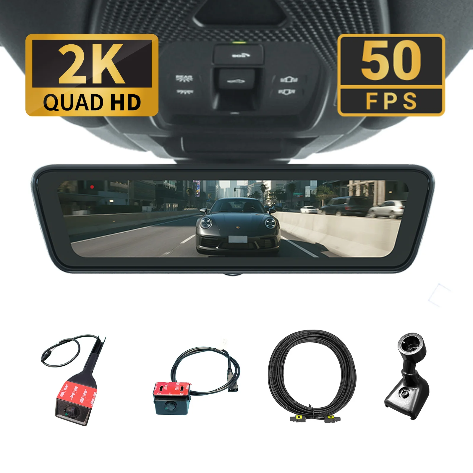 Sinjet for Universal  Rearview Dash Cam Wide 2K 1080P Auto Car Camera 8.2 Inch Full Screen H8 Pro Mirror Dashboard Camera Linux