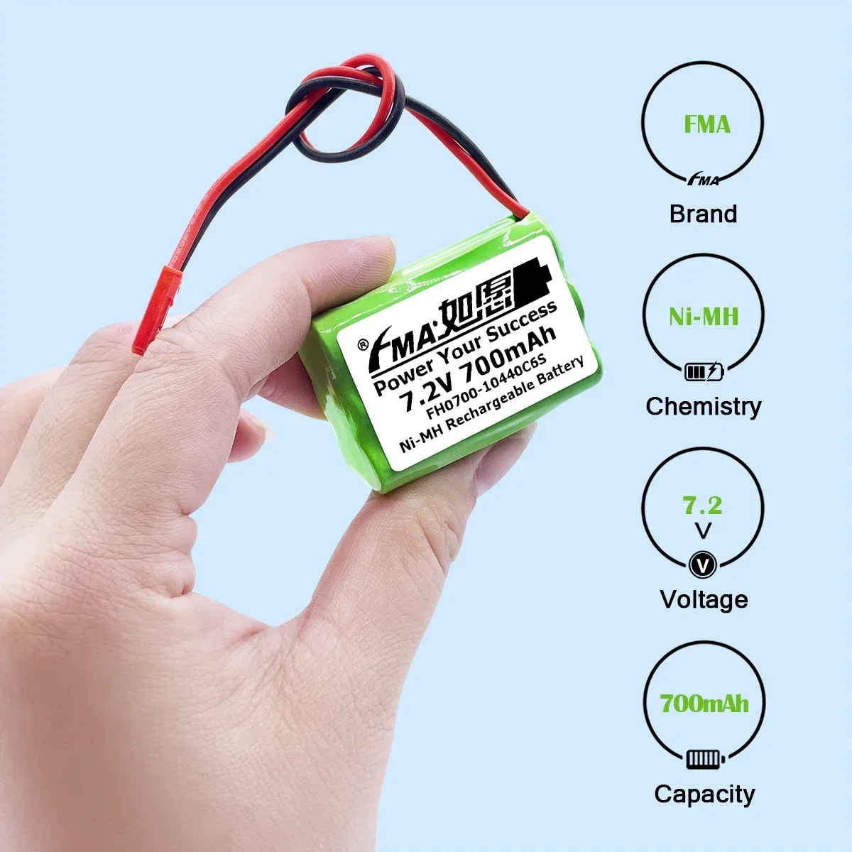 Batteria ricaricabile Ni-MH da 7,2 V 700 mAh per doppio cavallo 7009 V-2 RC modello di elicottero per auto giocattoli durevoli ad alta capacità