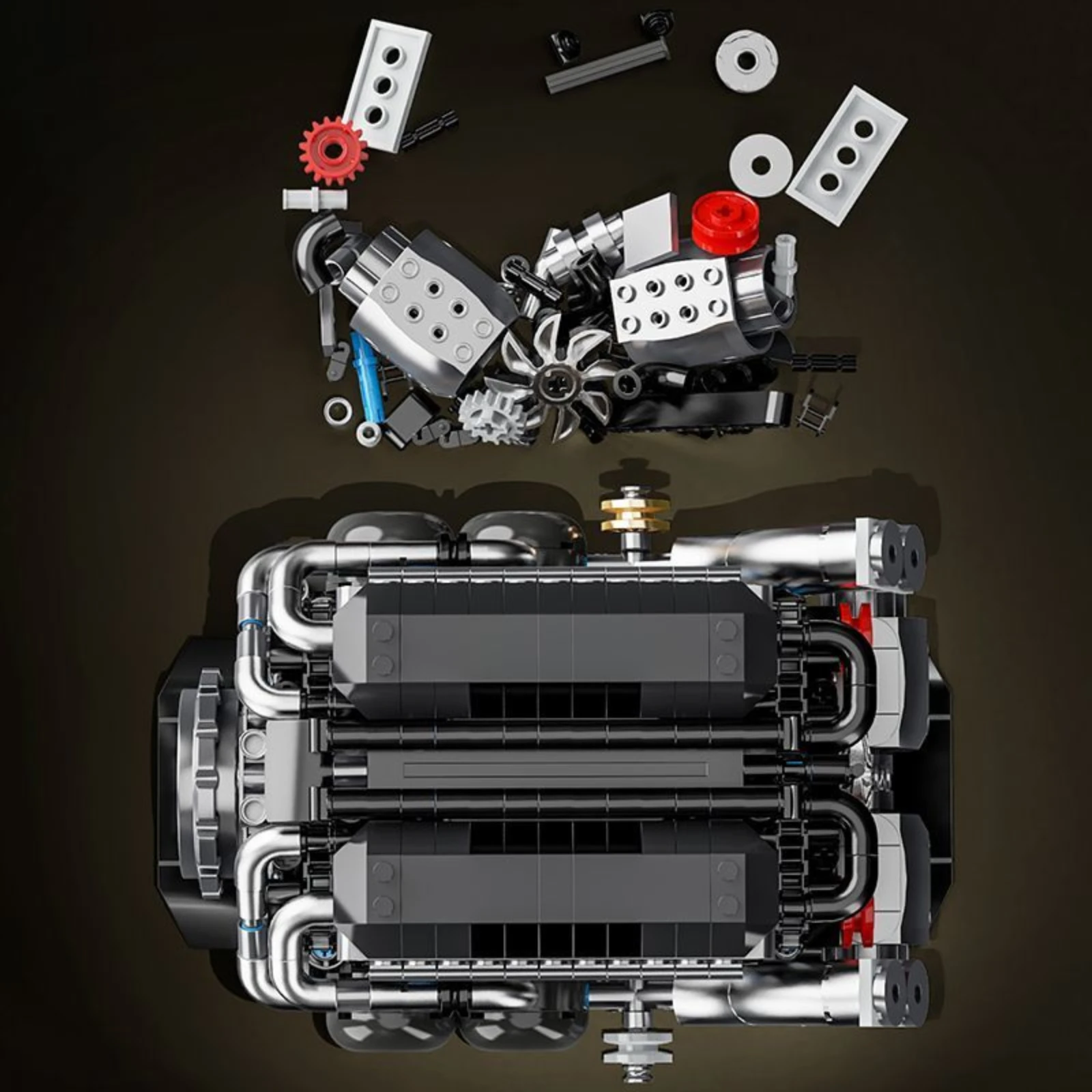 Kit de bloques de construcción de modelo de motor W16, adornos ensamblados de partículas pequeñas mecánicas, juguete educativo, regalo de cumpleaños para niños, 801 Uds., YC556
