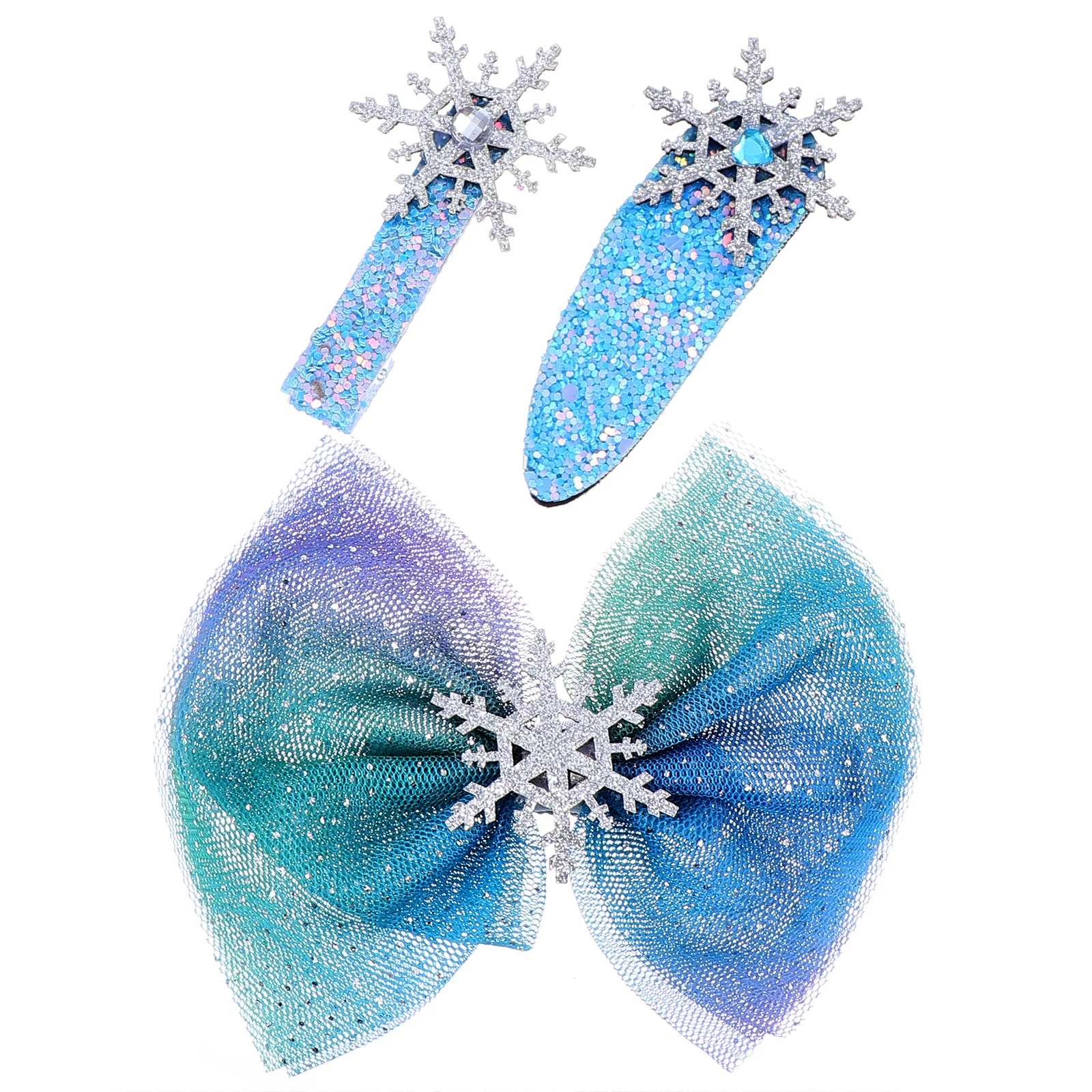 

3pcs Snowflake Hair Accessories Set Bow Clips for Women Girls Christmas Barrettes Cloth Plastic Holiday Bows Hairpins