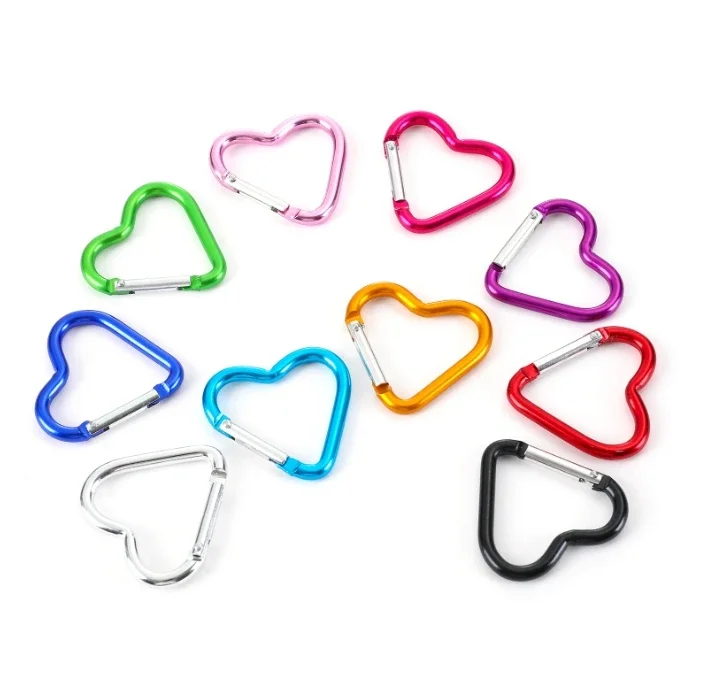 Outdoor Carabiner Heart Shape Keychain Clip Aluminum Alloy Rings Climbing Clips Spring Snap Hook Carabiner Durable